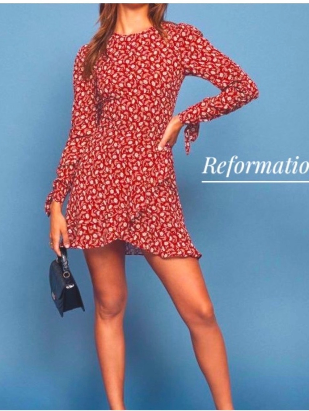Reformation Lucita Long Sleeve Mini Dress Size 6 Printed Floral
Ruffle Viscose